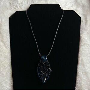 Blue Glass Pendant Necklace